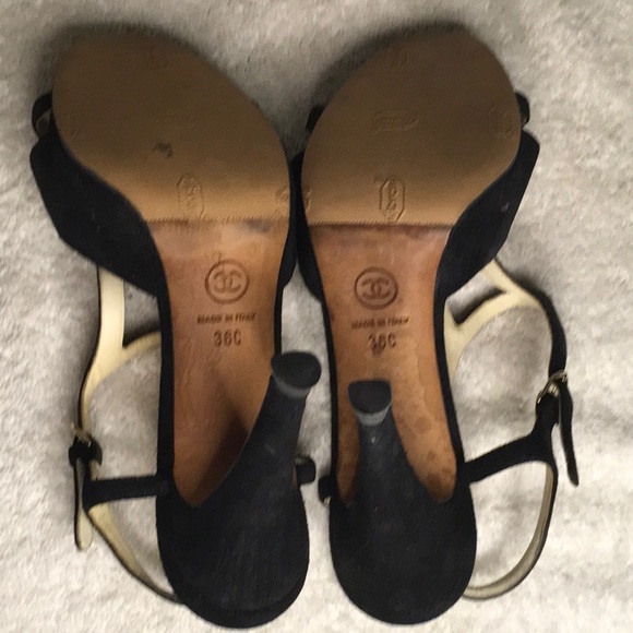 Chanel Interlocking CC Logo Suede Slingback Sandals (IT 36C / US 6C) - Picture 6 of 8